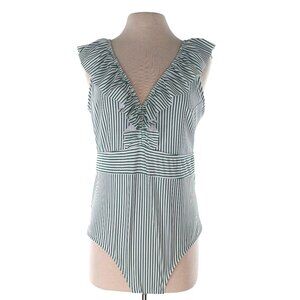 SHEIN 3XL Ruffled Deep V Striped One Piece Swim Suit